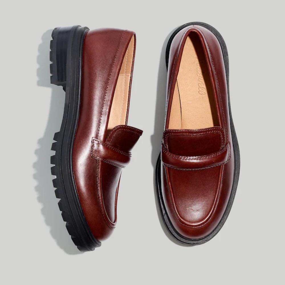 Madewell Bradley Lugsole Loafer in Cherry Wood Leather, size 7